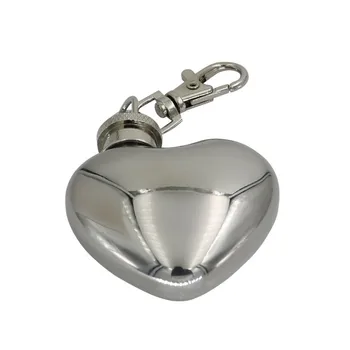 1 Oz Mini Prenosni Srca V Obliki Hip Bučko Z Lijak Snuff Steklenico Keychain Iz Nerjavečega Jekla Potovanja Steklenico