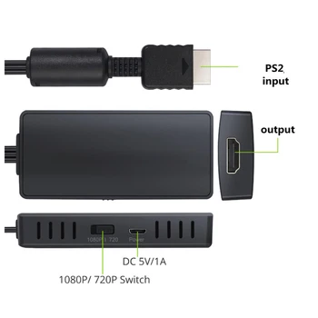 1080P Full HD za Sony Playstation PS2 za HDMI je združljiv Kabel Adapter S Polnjenjem Kabel Igra Primerna Oprema za HDTV Monitor