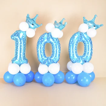13pcs/set Modra in Roza Digitalni Število Krona iz Aluminija Folija Baloni Steber Rojstni dan Poročni dekoracijo Novo Leto dobave