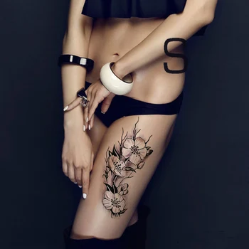 2017 Nepremočljiva začasne tetovaže nalepke seksi romantično temno rose cvetje henna ponaredek body art flash tatoo rokav