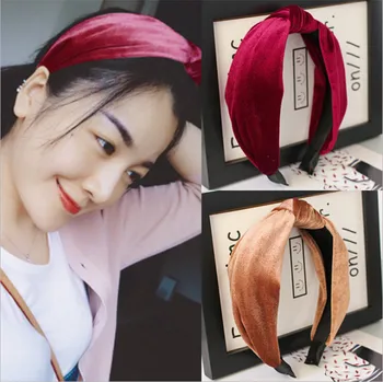 2018 korejski moda zlato žamet vozel turban glavo, ženske, dekleta, lase naglavni trakovi zaviti pribor za ženske scrunchy headwrap