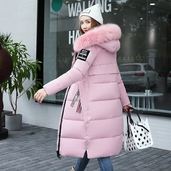 2021 pozimi novi korejski hooded slim big lase ovratnik srednje dolžine žensk bombaž, oblazinjeni suknjič plus velikost zimski plašč