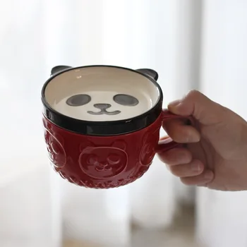 260Ml Risanka Keramični Kreveljiti Srčkan Shiba Inu Panda Skodelico Kave s Pokrovom Nekaj Vode Pokal Študent Zajtrk Mleko Vrč Za Darilo za Rojstni dan