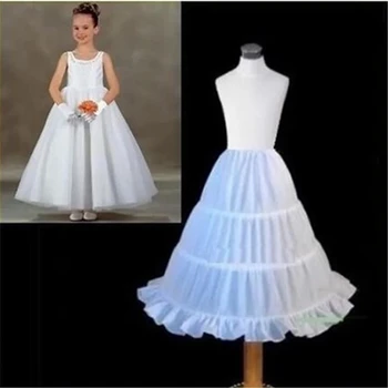 3 Obroče Bela A-Line Cvet Dekle Obleko Petticoat Vrh Kakovosti Otroka Underskirt Za Roža Punca Obleke