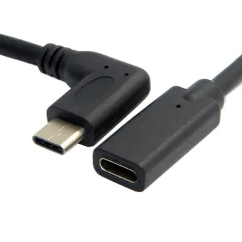 30 cm USB Moški Ženski za 90 Stopinj pod Kotom Podaljšek Adapter kabel USB moški-ženski Črni kabel kabel