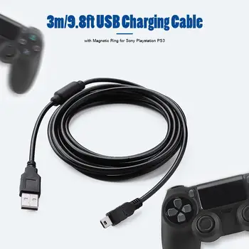 3m Kabel Mini USB Napajanje Polnjenje Žice m/Magnetni Obroč USB Stabilno Varnost Praktične in Trajnost za Sony PS3 Gamepad