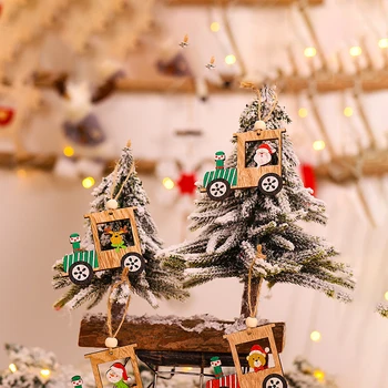 4pcs/set DIY Božični Vlak Leseni Obeski Visi Drevo Okraski Lesa Obrti Otroci Darilo Božično Drevo Decor Srečno Novo Leto