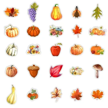 50PCS Risanka Zahvala Jeseni Harvest Pumpkin Maple Leaf Nalepke za Kitaro Snowboard Prtljage Nalepko Listi, Nalepke