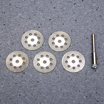 5pcs 22 mm Diamantno Rezanje Disk Kolesa Srebro z 1pc Vretenu Kit Komplet Za Rotacijsko Vrtanje Orodje Pribor