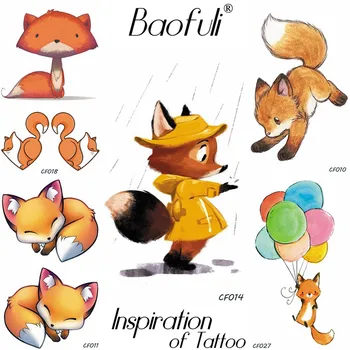 Baofuli Rainning Risanka Začasni Tattoo Flash Fox Barvanje Nalepke Art Tattoo Ponaredek Body Art Otroci, Otroci Tatoo Prilepite Fant Dekle