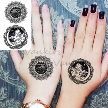 Black Rose Cvet Začasne Tetovaže Za Ženske, Dekleta Realne Mandala Dahlia Ponaredek Tattoo Nalepke Indija Roko Telo Tatoos Ustvarjalne