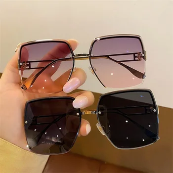 Blagovne znamke Oblikovalec sončna Očala Rimless sončna Očala Oversize Okvir Očala Anti-UV zaščitna Očala Gradient Barvo Okrasnih Buljiti Eyew
