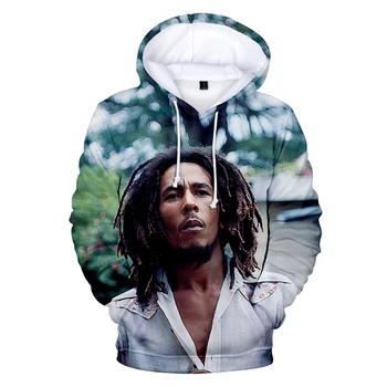 Bob Marley 3D tiskanih Harajuku dolgo sleeved hip-hop modo priložnostne hooded majica vrhnja retro ulične prevelik Vrhovi