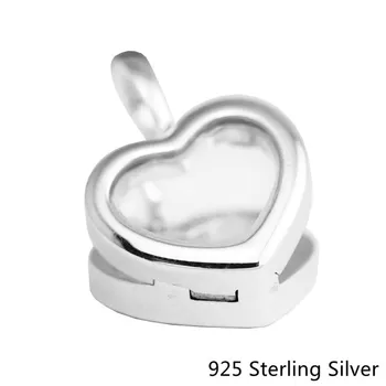 CKK Plavajoče Srce Locket, Sapphire Kristalno Steklo Čare 925 Sterling Srebrni Biseri Prvotno Nakit Paše Za Zapestnice