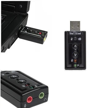 Elisona USB 2.0 Zunanji Virtualni 7.1 Surround Adapter Zvočne Kartice USB na Dva 3.5 MM Audio Mikrofon Vmesnik Pretvornik