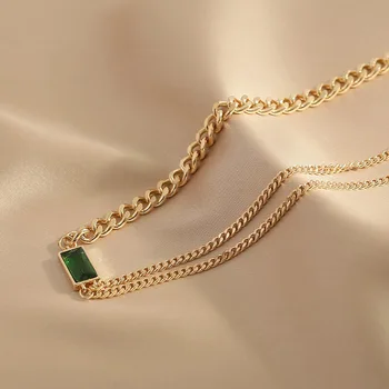 En kos Classic Tassel visijo Uhani za ženske Pravokotnik Zeleno Kristalno votlih verige zapestnico, ogrlico stranka nakit