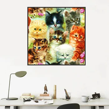 Evershine Celoten Kvadratni Diamond Slikarstvo Mačka Navzkrižno Šiv Kompleti Diamond Vezenje Živali, Mozaik, Art Needlework Dekor Za Dom