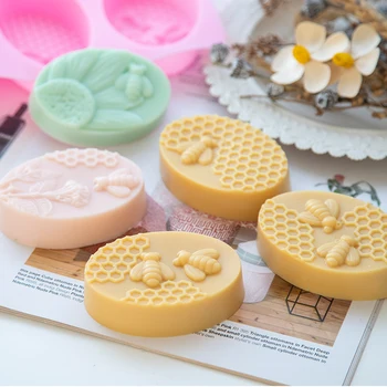 Honey Bee Ovalne Silikonski Milo Plesni Torto Peko Plesni 6 Oblik DIY Ročno izdelana Mila Plovilo, 3D Sladoled Pladenj Smolo, Vonj Svečo, zaradi Česar