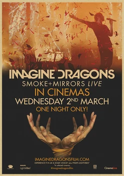 Imagine Dragons Dragonica glasbeni plakat rock band retro Kraft papir, Kraft Papir slik Stenskih slikah, za Dnevni Sobi Doma Dekor