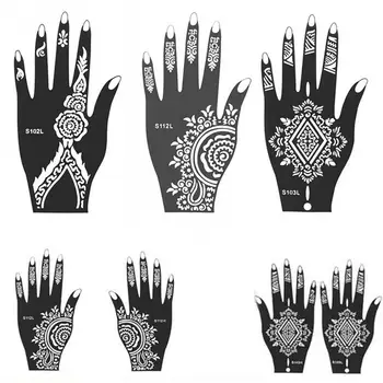 Indija Henna Mehndi Začasni Tattoo Šablona Komplet za Ženske Roke Body Art Decal