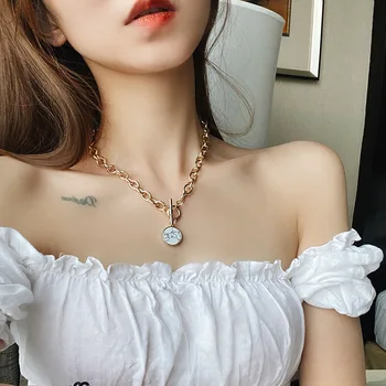 Korejski Slog, Moda Belo Lupino Chokers Ogrlica Zlata Barva Kovinske Verige Obesek Ogrlice za Ženske Dekle Elegantno Darilo Debelo