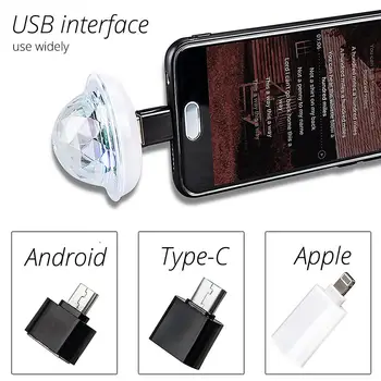 LED RGB, USB Dj Lučka Bar Noč Luč Disco Luči Razsvetljavo Vzdušje Lahkega Micro USB Kristalno bitje Zvok Stranka Luči