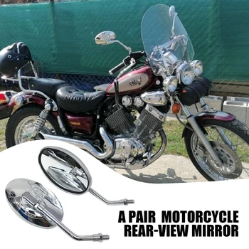 M10 Motocikel Ovalne Chrome vzvratnimi ogledali Univerzalni Motor Strani Ogledalo ZA Yamaha Xt 600 Virago 125 535 1100 1200 Vmax