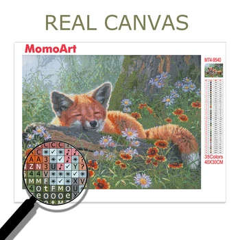 MomoArt Diamond Vezenje Živali Navzkrižno Šiv Kompleti Diamond Mozaik Fox Sliko Nosorogovo Slikarstvo Cvet Beaded Wall Art