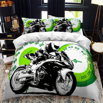 Motorno kolo motociklist, postelja rjuhe kritje nastavite kraljica ameriška Twin velikost tolažnik posteljnina nabor En komplet