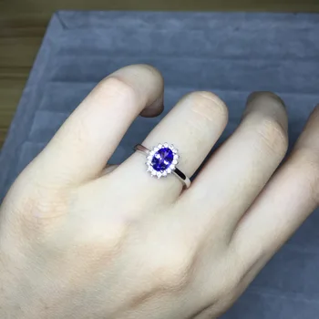 Naravna Modra Tanzanite prstan Resnično Trdna 925 Sterling Silver Pravi Gemstone Obroči Ženska Fine Nakit