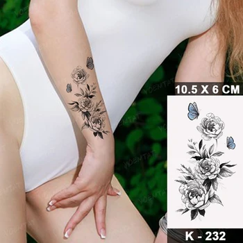 Nepremočljiva Začasni Tattoo Nalepke Srca V Obliki Geometrijskih Venec Rose Cvet Črno Roko Prst Flash Tattoo, Moških, Žensk, Otrok Tatto