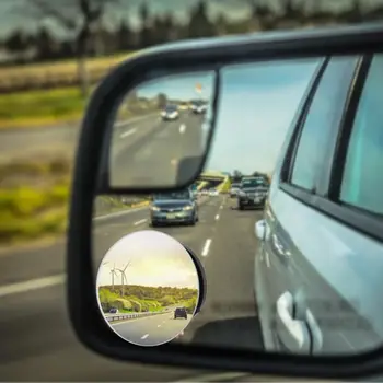 Nov Avto Rearview Mirror Avto HD 360 širokokotni Krog Konveksno Ogledalo Blind Spot Ogledalo Majhne Okrogle Ogledalo Parkiranje Rimless Ogledala