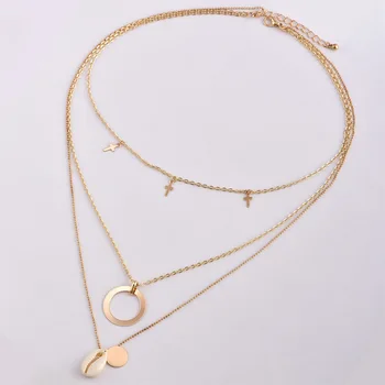 Nova modna ogrlica, ki prodaja nakit križ ogrlica rezin lupine žensk zlati joker ogrlice debelo