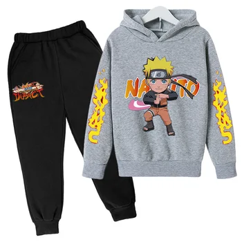 Novo 2021 Narutos Otroci Fantje Kompleti Oblačil Risanka kakashi Dolg Rokav O-Vratu Hoodies Vrhovi z Hlače otrok Bombaž Obleko