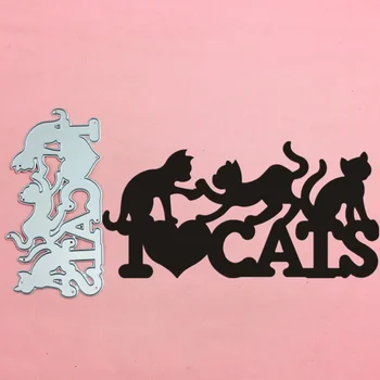 Novo Ljubezen mačka število abeceda Kovinski Cut Umre Matrice za DIY Scrapbooking Žig/foto album Dekorativni Okrasni Papir, Kartice