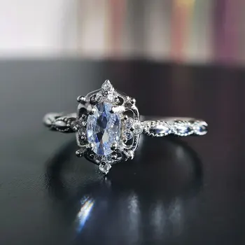 Ovalni Diamantni Prstan 925 Sterling Srebro Par Obročev Oblikovalec Nakita Trend Valentinovo Darila Posla Poroko Prisotna 2021
