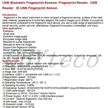 QBYteco Biometrični čitalnik Prstnih optični bralnik Prstnih Odtisov USB Reader USB bralnik Prstnih Senzor Live20r SLK20R U so U