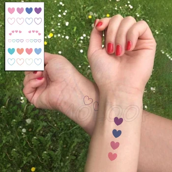 Raznobarvno Ljubezen Srce Tattoo Nalepke Sladko Srčkan Majhen Body Art Začasno Ponaredek Tatoo za Žensko Otroci 105*60 Mm
