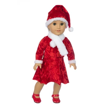 Rdeča Božič Mehko Obleko za American Dekle 18 inch Lutka Obleko Lutka Dodatki Za Otroke Najboljše Darilo