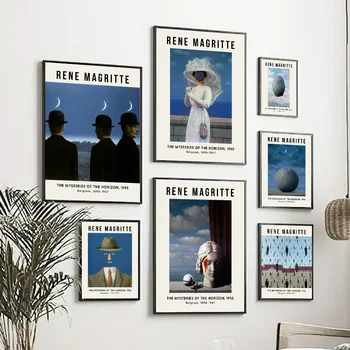 Rene Magritte Nadrealizma Razstava Zid Pop Art Platno Slikarstvo Nordijska Plakatov In Fotografij Stenske Slike Za Dnevna Soba Dekor