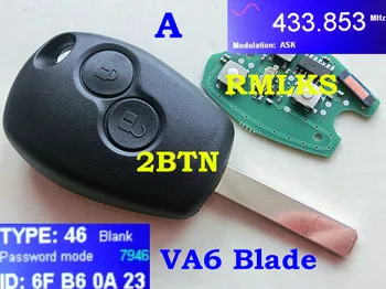 RMLKS 2 3 Gumb za Daljinsko upravljanje Tipka za Vstop brez ključa Fob 433MHz PCF7947 PCF7946AT Čip Za Renault Clio Kangoo Master Modus Twingo