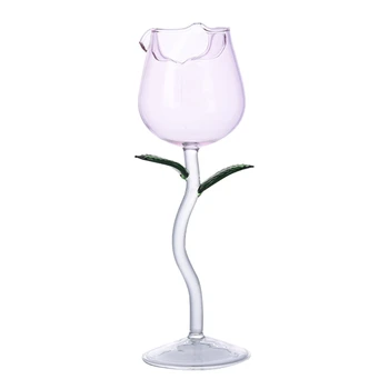 Rose Cvet Ognjeni Očala ,Ročno Pihano Kristalno Šampanjec predvsem piščali Classy Rdeče Vino 667A