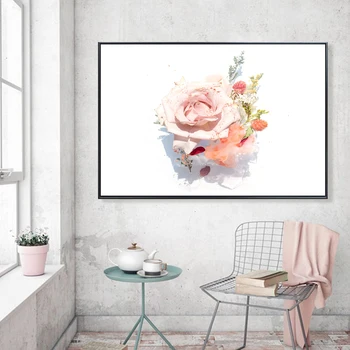 Rožnate vrtnice, platno slikarstvo Nordijska moda wall art plakat in tiskanje sodobne preprosto dekle spalnica dekoracijo doma