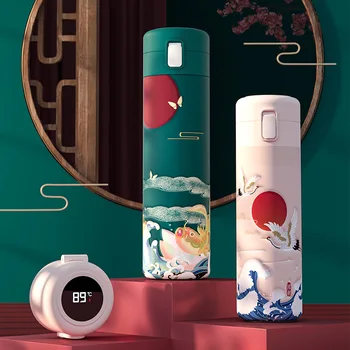 Smart Vakuumsko Izolirani Steklenico Vode Kažejo, Temperatura Nerjavečega Jekla Kitajski Klasična Moda Mešalniku Termovko Pokal 500 ml