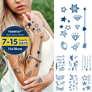 Sok, Ki Trajajo Črnilo Tetovaže Body Art Nepremočljiva Začasni Tattoo Nalepke Malo Star Tattoo Roko Ponaredek Vesolje Raketo Tatto Ženske