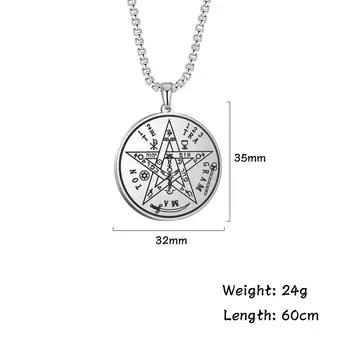 Teamer Tetragrammaton Obesek za Moške Ogrlica iz Nerjavečega Jekla Čar Pentacle Pentagram Salomona Talisman Amulet Nakit Darilo