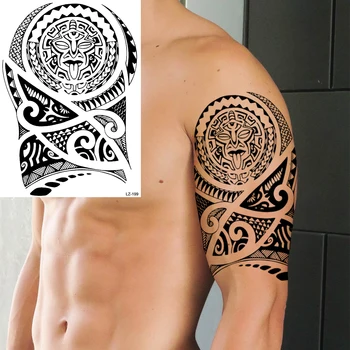 Veliki Črni Bik Totem Roko Začasne Tetovaže Za Moške Odrasle Tiger Sidro Realne Ponaredek Tattoo Nalepke Body Art Tattoo Zapestnica