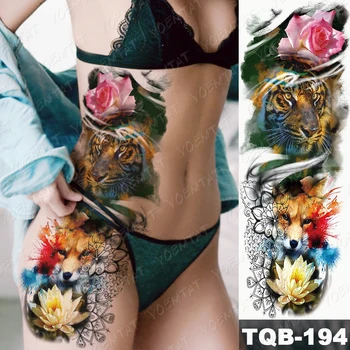 Veliko Roko Rokav Tatoo Masko Rose Poker Nepremočljiva Začasnimi Tatto Nalepke Luči Valovi Body Art Polno Ponaredek Tattoo Ženske Moški
