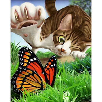 YI SVETLO 5D DIY Diamond Slikarstvo Žival Mačka Diamond Vezenje Prodaje Metulj Slike Okrasnih Mozaik Obrti