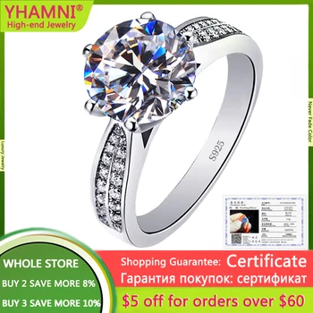Z Certifikat Resnično Izvirno 925 Sterling Silver Obroči za Ženske Luksuzni 3 Karat Cirkonij Diamant Obroči Fine Nakit R006